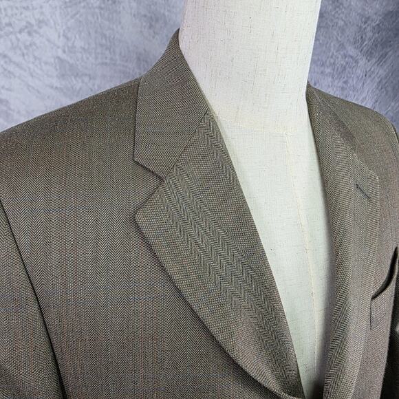 Vintage Chaps Ralph Lauren Blazer Mens 38S Brown Herringbone Wool Silk 3 Button - Picture 12 of 16